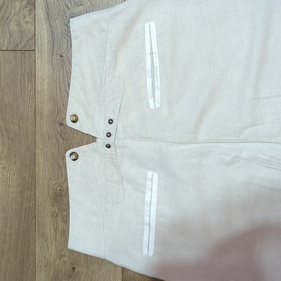 Burning Torch Drop Crotch  Cotton Linen Trouser in Oatmeal Beige S - Picture 8 of 10